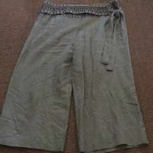 Linen gaucho side tie pants